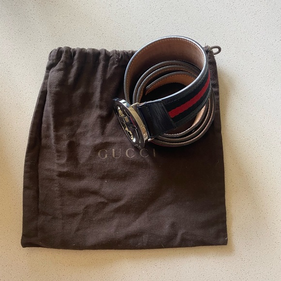 Gucci Mens Web Accent Belt. - Picture 4 of 4